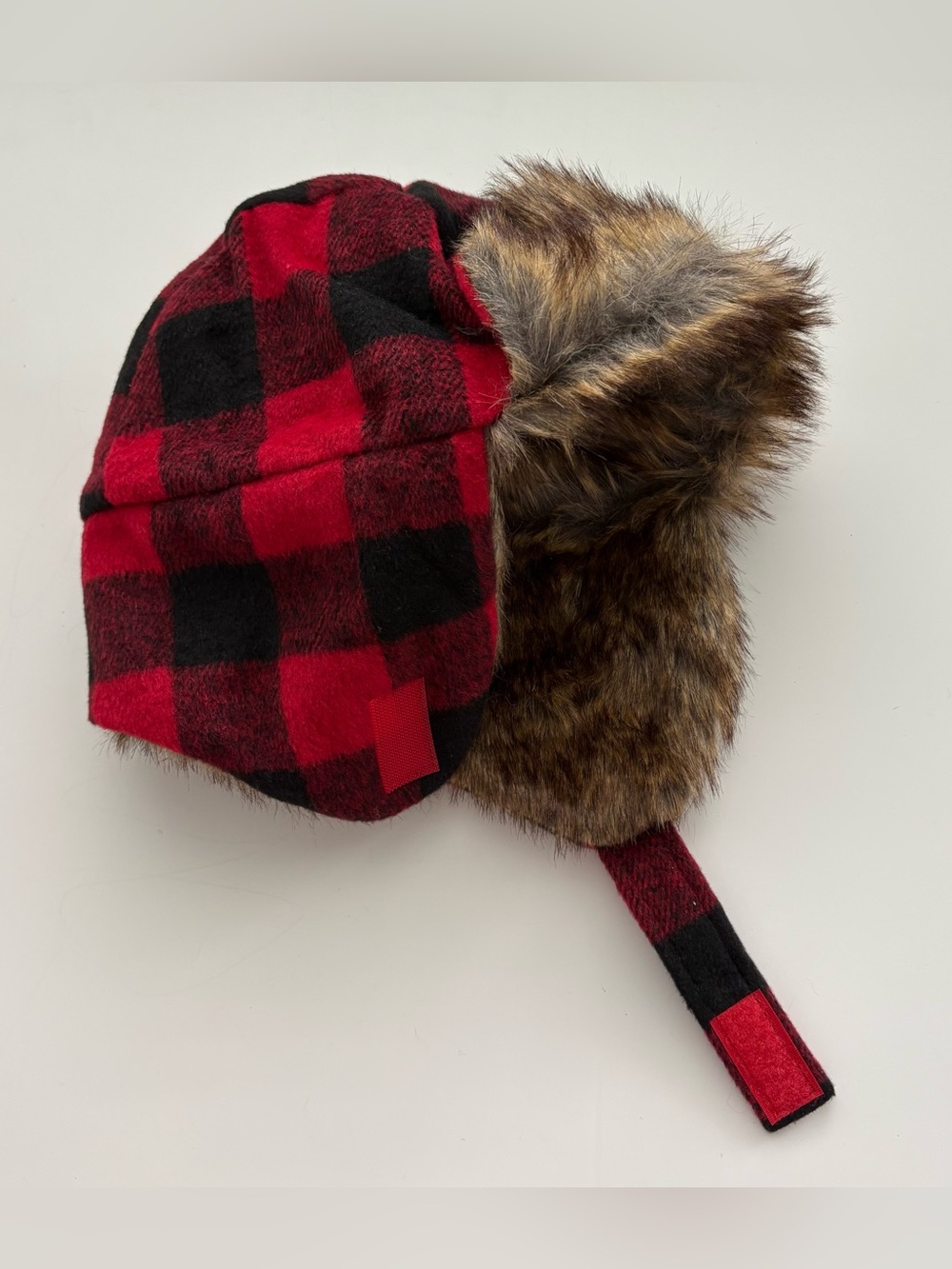 Indigo Baby Plaid Lumberjack Furry Hat 6-12M